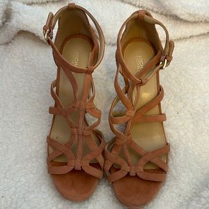 Salmon color 5 inch suede heels